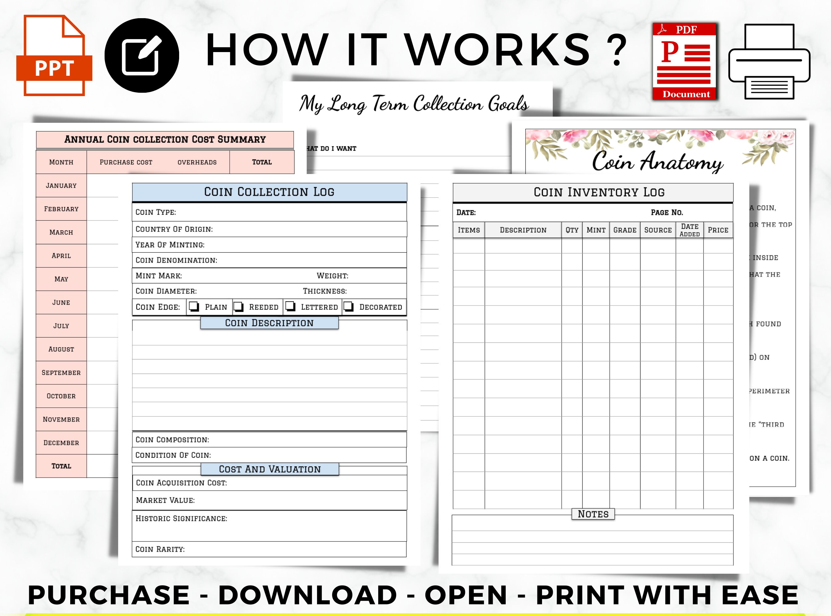 Coin Collection Printable Coin Inventory Log Book for Coin Etsy Canada