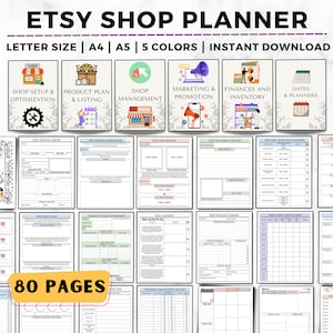 Agenda de boutique Etsy, plan commercial Etsy, agenda de vendeurs en ligne, guide Etsy, agenda de commerce électronique, référencement Etsy, guide de vente Etsy, vendre sur Etsy