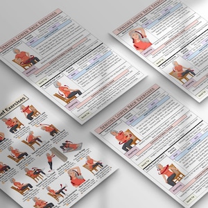 Back Pain Relief Exercises For Seniors, Lower Back Workout For Seniors, Chair Yoga Poster for Older Men, No Equipment Seated Exercise Chart image 6