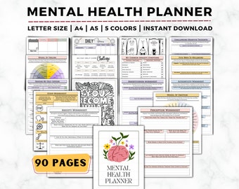 Geestelijke gezondheid Planner, Angst Journal, Geestelijke Gezondheid Journal, Wellness Journal, Mood Tracker, Therapie Journal, Geestelijke Gezondheid Werkbladen