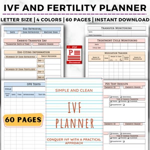 Pianificatore di fecondazione in vitro, diario TTC, monitoraggio della fertilità, monitoraggio dei farmaci IUI, organizzatore e raccoglitore per il trattamento dell'infertilità, diario del concepimento stampabile