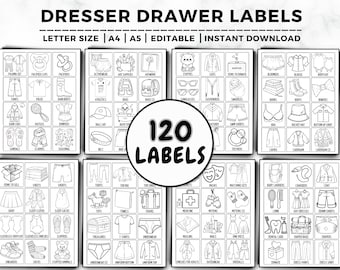 Kids Dresser Drawer Labels, Kids Drawer Labels, Dresser Drawer Labels, Clothing Labels For Kids, Organization Labels, Kids Closet Storage