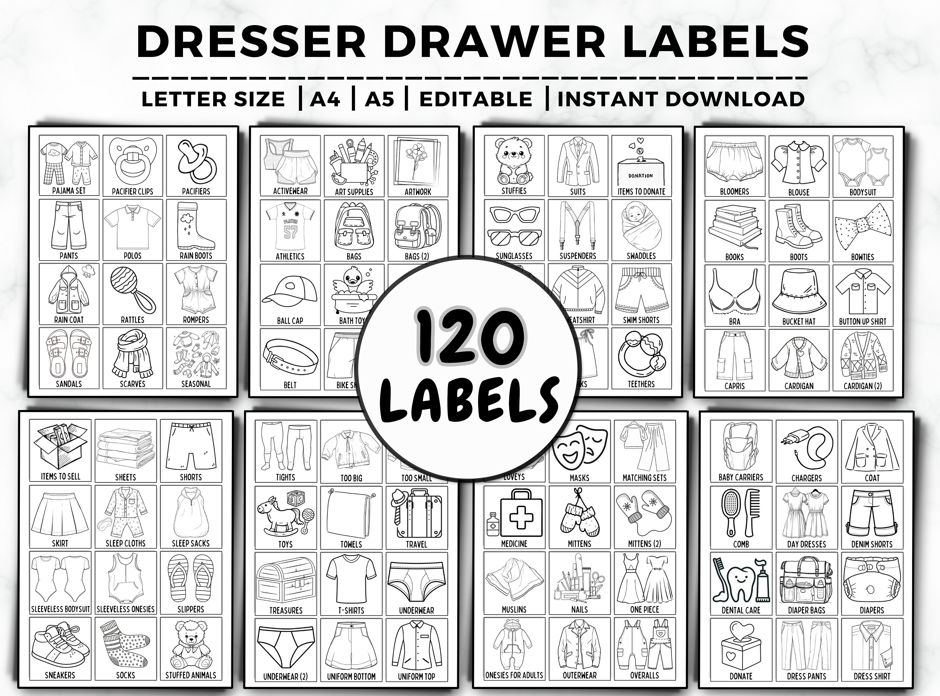 Kids Dresser Drawer Labels, Kids Drawer Labels, Dresser Drawer