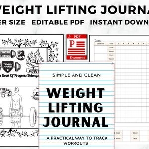 Gewichtheber-Journal, bearbeitbarer Lifting-Tracker zur Gewichtsabnahme, Krafttrainingslog, druckbarer Fitness-PowerLifting-Planer, druckbar