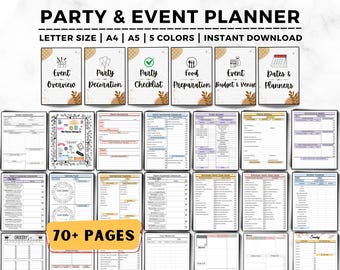 Party Planner, Event Planner, Party Checklist, Party Budget, Wedding, Bachelorette, Graduation, Birthday Planner, Guest List, Event Planning