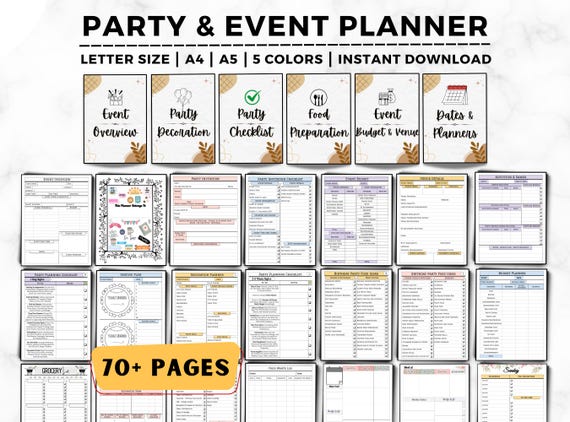 Party Planner, Event Planner, Party Checklist, Party Budget, Wedding, Bachelorette, Graduation, Birthday Planner, Guest List, Event Planning
