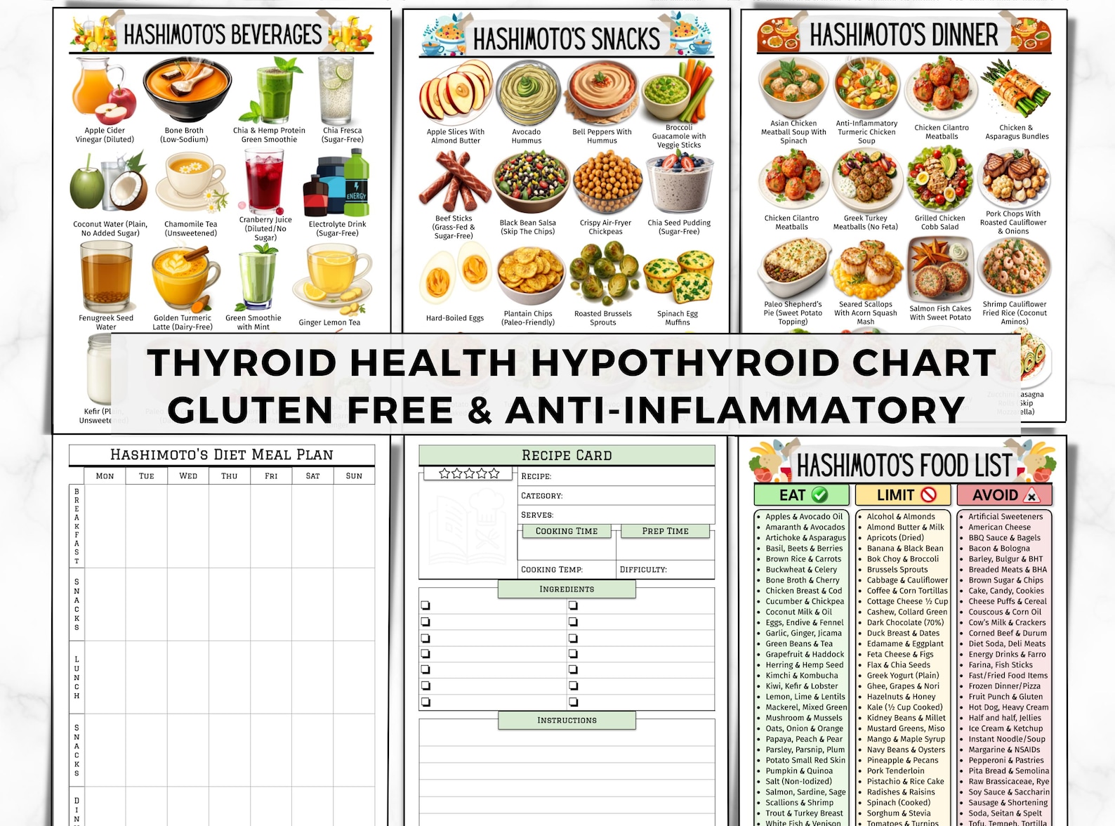 Hashimoto's Diet Meal Plan, Thyroid Health Food List, Hypothyroid Chart ...