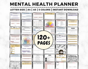 Mental Health Planner: Wellness Journal with Mood Tracker (Digital Download)