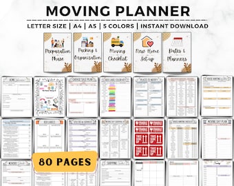 Moving Checklist, Moving Planner, Relocation Planner, Moving Labels, New Home Essential Checklist, Moving States, Garage Sale, Moving Binder