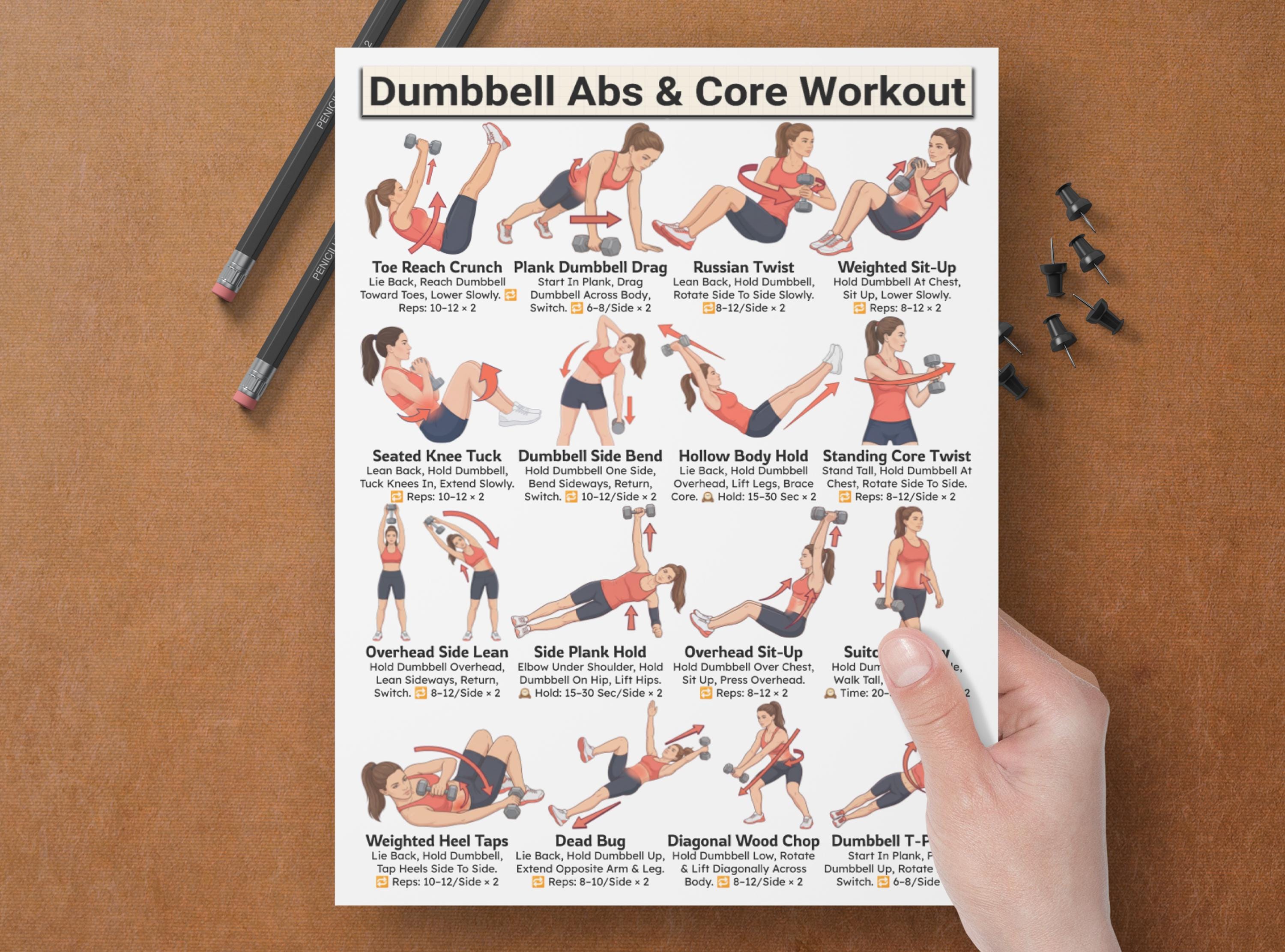 Dumbbell Abs & Core Strengthening Exercises Workout, Ab Training With ...