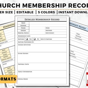 Registro dei membri della chiesa per l'amministrazione della chiesa, il pastore e il segretario dei membri, il registro/elenco dei nuovi membri, il registro dei membri