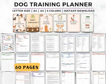 Dog Training Planner, Puppy Training Tracker, Socialization Checklist, Service Dog, Poop Training, Dog Walking, Pet Health, Dog Training Log