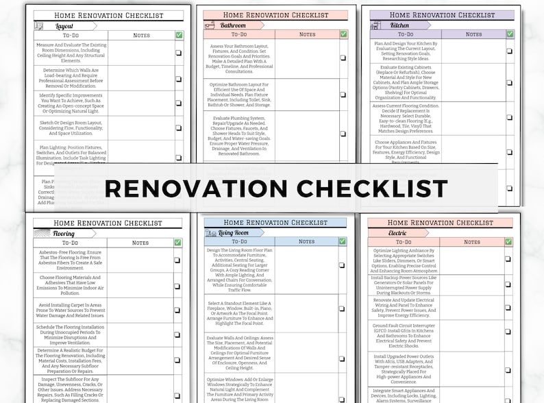 Home Renovation Planner, Home Improvement Planner For DIY Projects, Renovation Checklist, Renovation Budget, Interior Design, House Remodel image 6