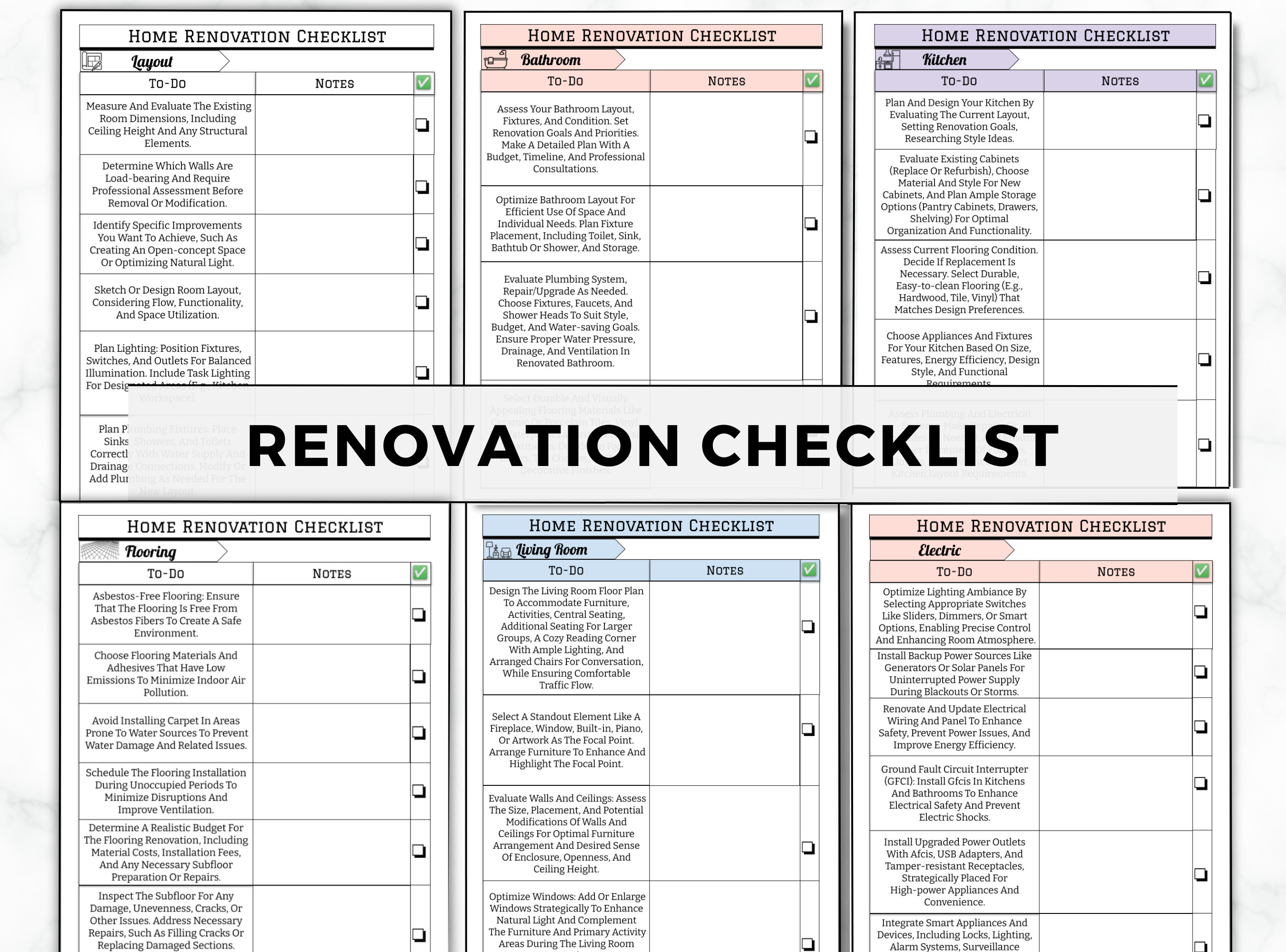 Printable Home Renovation Checklist Template