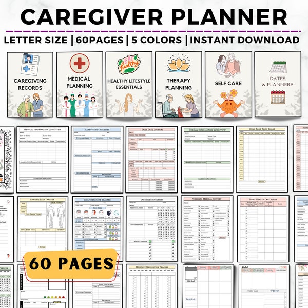 Caregiver Planner Printable, Home Health Care Form, Caregiver Daily Log, Caregiving Checklist, Elder Care Home Health Nurse, Senior Care log