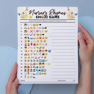 Nursery Rhymes Emoji Game, Emoji Pictionary Baby Shower Game, Emoji Nursery Rhymes Game, Baby Emoji Pictionary, Baby Shower Game Pictionary