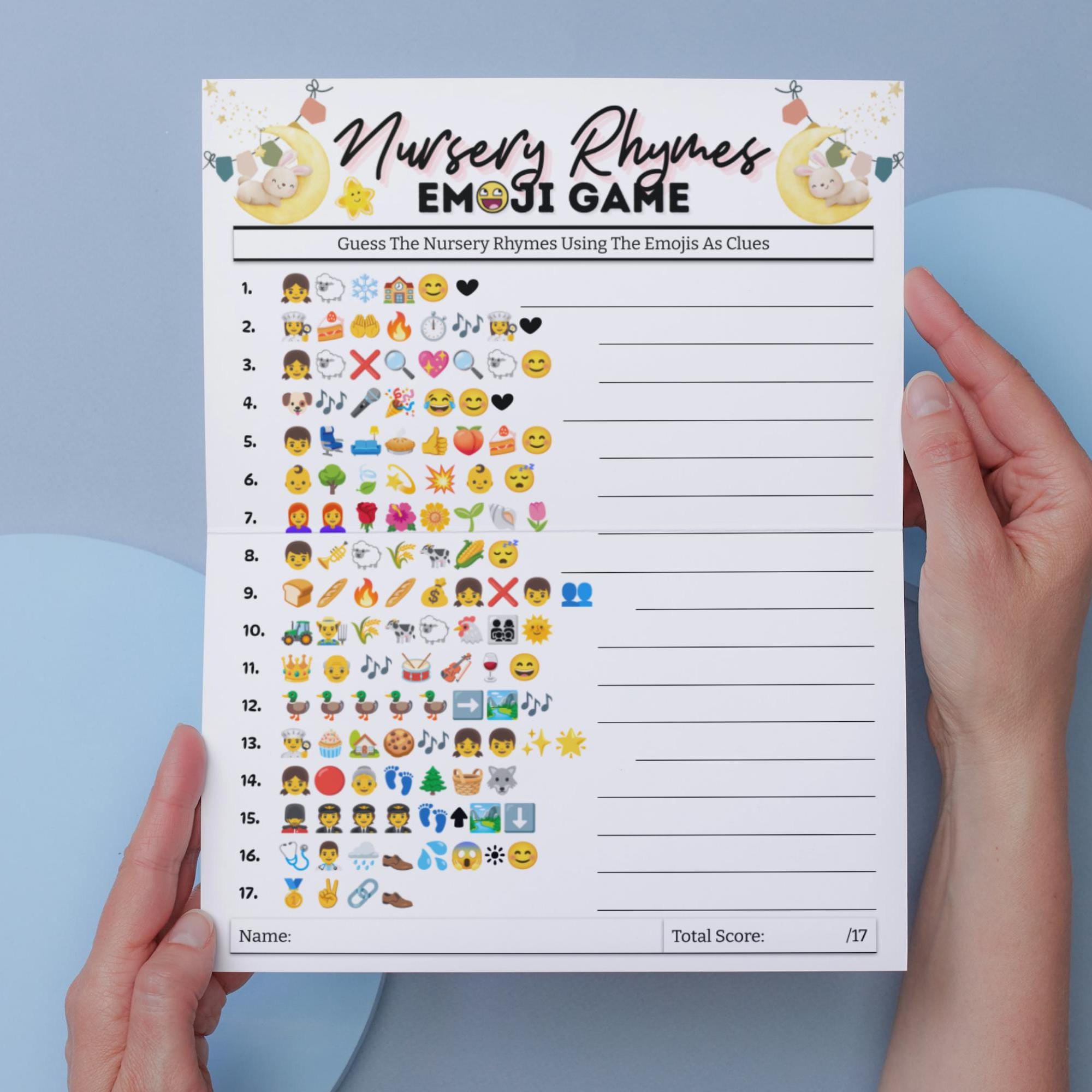童謡絵文字ゲーム、絵文字ピクショナリーベビーシャワーゲーム、絵文字 