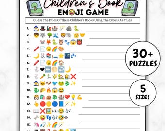 Children's Book Emoji Game, Emoji Children's Book Game, Baby Book Emoji Game, Baby Shower Emoji Game, Children's Book Emoji Pictionary
