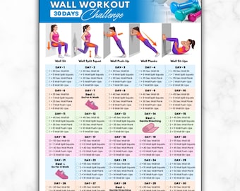 30 Day Wall Workout Challenge, Full Body Wall Exercises Plan, Strengthen Legs, Arms & Core Wall Pilates Good Posture Beginners Home Fitness