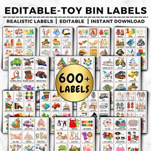 Toy Bin Labels, Toy Bin Labels Editable, Playroom Labels, Trofast Labels, Montessori, Homeschool, Pre-K Classroom, Playroom Organization