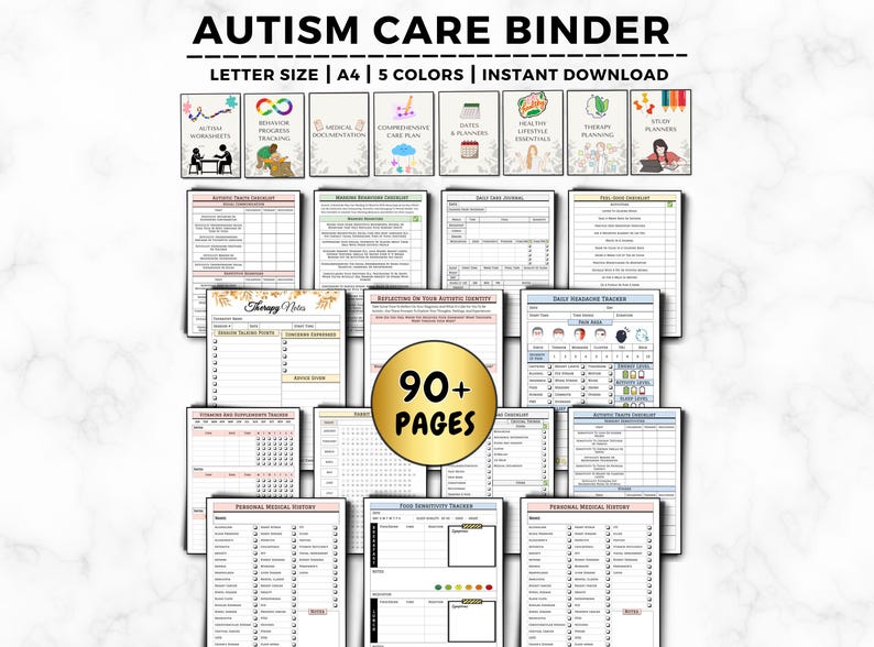 Autism Care Binder, Special Needs Planner, Therapy Journal (Digital Download) image 1