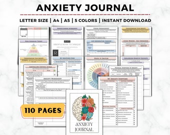 Therapy Journal, Anxiety Journal, Anxiety Worksheets, Mental Health Journal, Therapy Worksheets, Depression, DBT, CBT, Anxiety Tracker