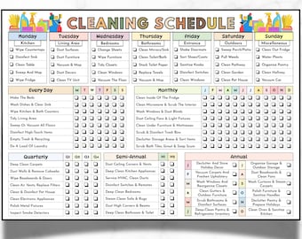 Editable Cleaning Schedule: Weekly, Monthly Chores Chart (Digital Download)