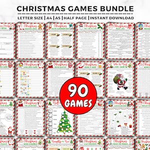 Christmas Games Bundle, 90 Christmas Party Games For Adults And Kids, Christmas Family Games Printable, Christmas Trivia, Holiday Party Game