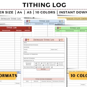 Church Tithe Tracker, Donation Record, Printable & Fillable PDF - Etsy