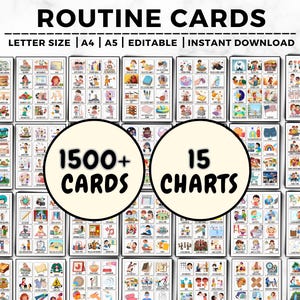 Kaarten met dagelijkse routine, Visueel schema, Routineschema voor kinderen, Ochtend, Avond, Peuters, Kleuterschool, Takenschema, Dagelijks ritme, Bewerkbaar