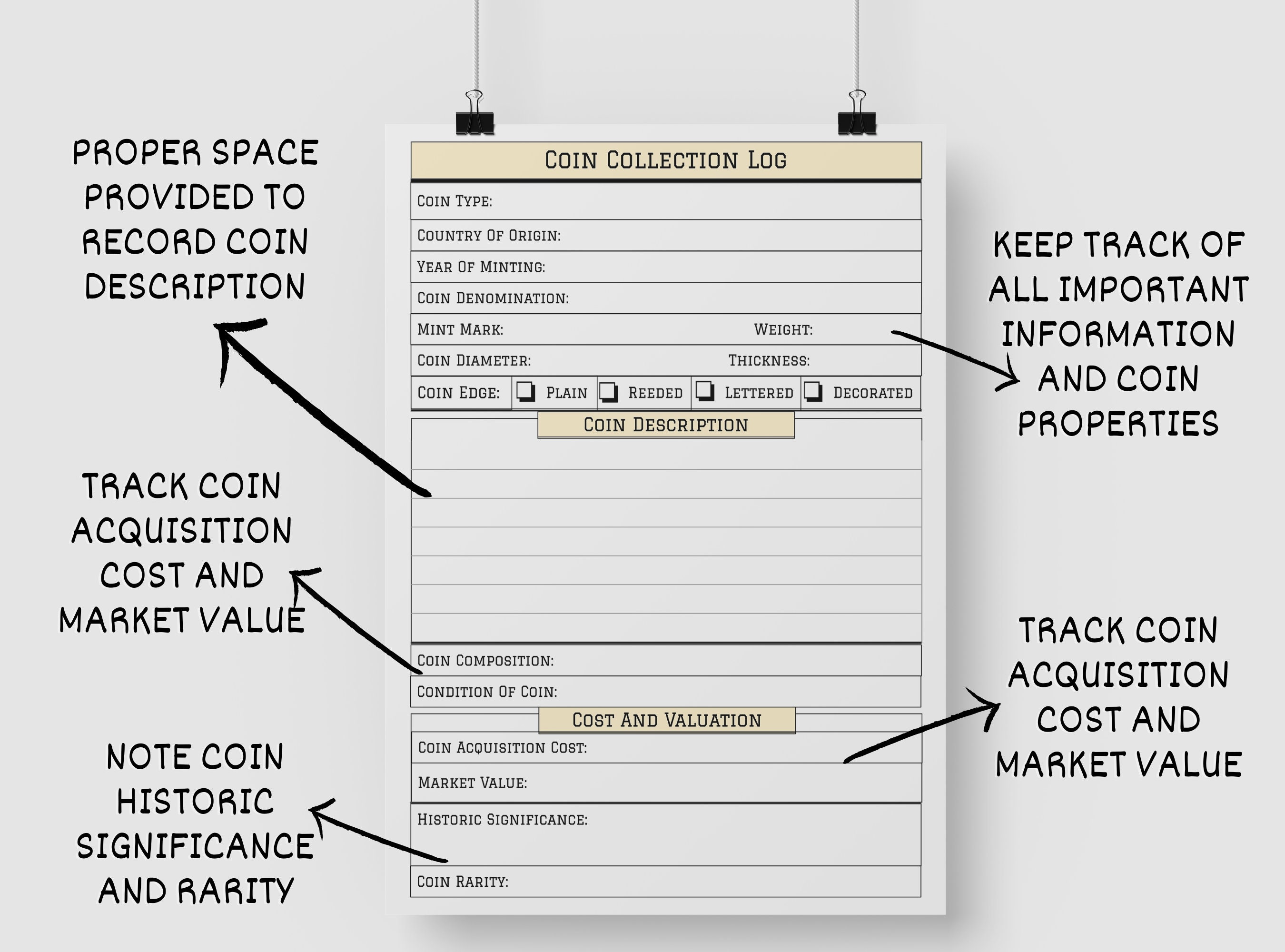 Coin Collection Printable Coin Inventory Log Book for Coin Etsy