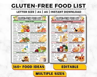 Gluten Free Food List, Gluten Free Grocery List, Gluten Free Shopping List  PDF for Celiac Disease Gluten Intolerance, Gluten Sensitivity - Main Image