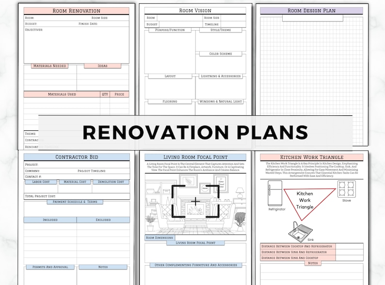 Home Renovation Planner, Home Improvement Planner For DIY Projects, Renovation Checklist, Renovation Budget, Interior Design, House Remodel image 5
