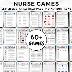 Nurse Games Bundle, Nurse Party Games, Nurse Trivia Games, Nurse Activities, Nurse Week Nurse Student Nurse Retirement, Medical Party Games