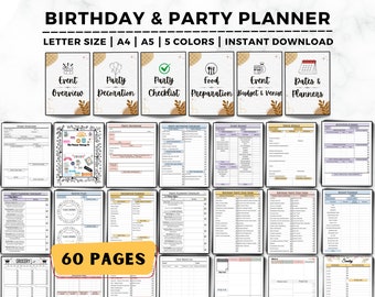 Birthday Planner, Party Planner, Kids Birthday, Event Planner, Party Checklist, Party Budget, Birthday Organizer, Guest List, Event Planning