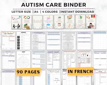 Autism Care Binder In French, Autism Planner Printable, Special Needs Child, Autistic Child Worksheet, Neurodivergent, Autism Therapy
