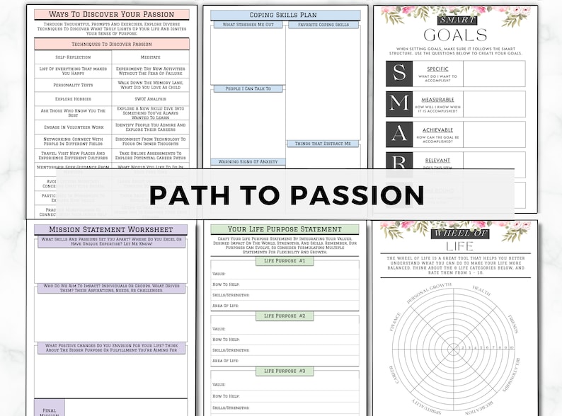 Find Your Passion Planner, Life Purpose Workbook, How To Find Your Passion and Purpose, Life Coaching, Self-Care Worksheet, Passion Journal image 8