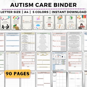 Autism Care Binder, Autism Planner Printable, Special Needs Child Planner, Autistic Child Worksheet, Neurodivergent, Autism Therapy Journal