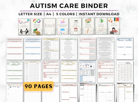Autism Care Binder, Autism Planner Printable, Special Needs Child Planner, Autistic Child Worksheet, Neurodivergent, Autism Therapy Journal