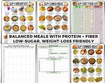 glp 1 menu ideas GLP-1 Meal Plan Bundle & Food List Printable, 128 Healthy High Protein,  Fiber Nutrient-Dense Weight Loss Meal Ideas, Boost GLP-1 Hormone PDF