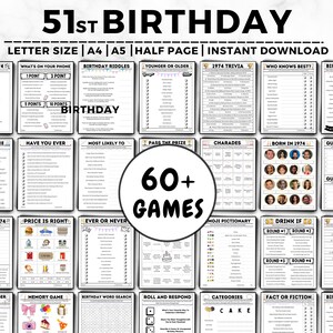 51st Birthday Party Games, Born in 1974, 51st Birthday Games, Born In 1974 Games, Trivia Game, 51 Year Old, 1974 Born, 1974 Birthday Games