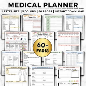 Medical Planner Printable, Blood Pressure Log, Doctor Visits, Sleep, Habit & Medication Tracker, Family Medical Binder, Healthcare Planner