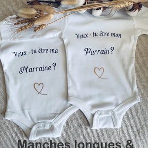 Body/ personnalisé / veux tu être ma marraine / veux tu étre mon parrain / cadeau / naissance / parrain / marraine/ bebe / famille/ annonce image 1