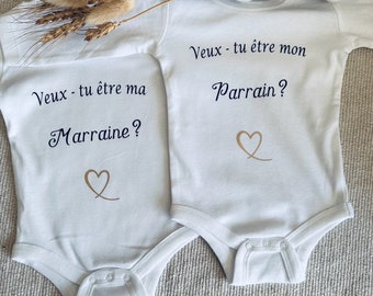 Body/ personnalisé / veux tu être ma marraine / veux tu étre mon parrain / cadeau / naissance / parrain / marraine/ bebe / famille/ annonce