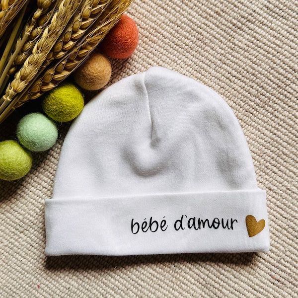 Bonnet bébé personnalisé / cadeau / bébé/ naissance /bonnet naissance / bebe d'amour