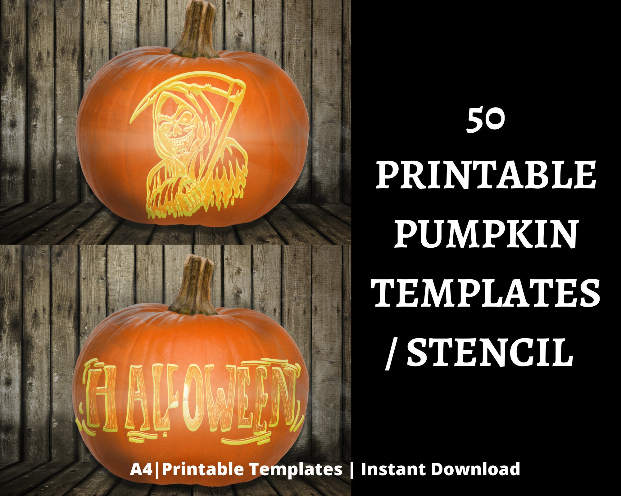 Halloween Pumpkin Carving Templates 50 Pumpkin Carving - Etsy UK