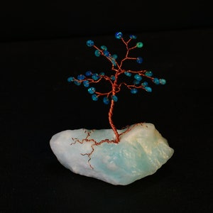 Hand-made Caribbean Calcite and Blue Ethiopian Opal Crystal Tree