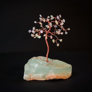 Ethiopian Opal and Blue/Caribbean calcite Crystal Wire Tree