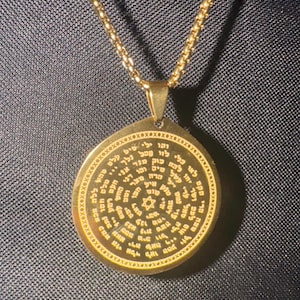 72 letter name of god Pendant in Gold with chain.