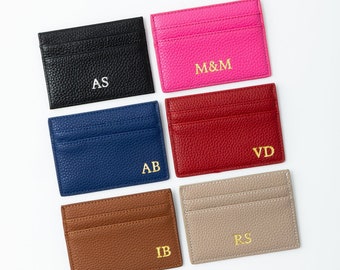 Personalised Leather Card Holder, Card Wallet, Card Case, Custom, Monogram, Initials, Bridesmaid Wedding Birthday Gifts Vegan